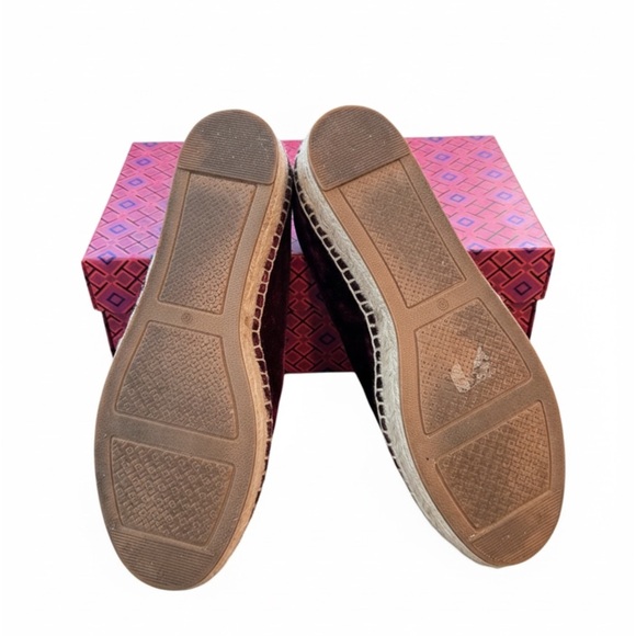 Tory Burch Black Cherry Velvet Platform Espadrille Size 8.5 - Picture 3 of 8